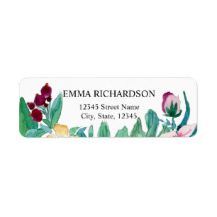 Watercolor Painting Flowers Return Address Label