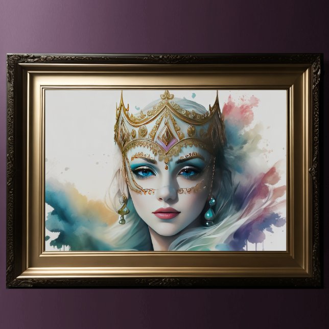 Watercolor Painting Lady Venetian Mask Poster (Creator Uploaded)
