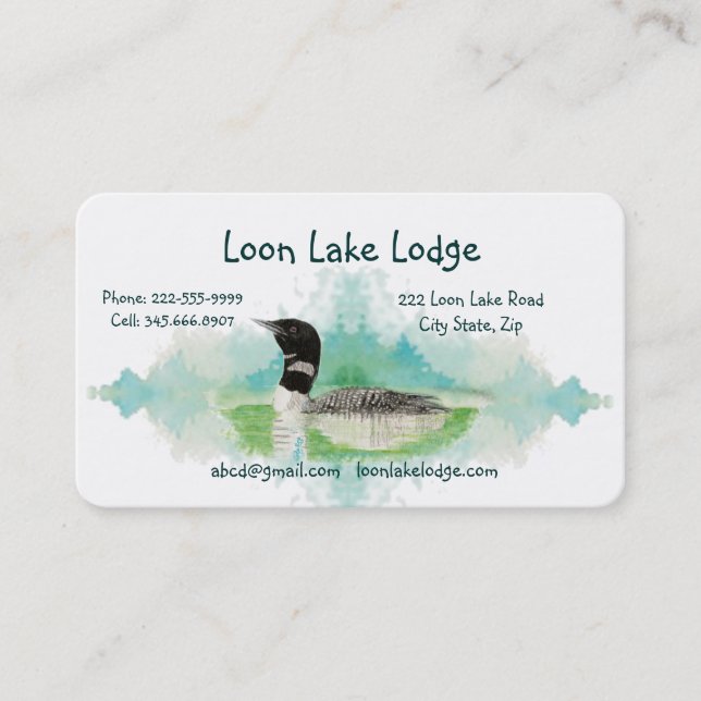 Watercolor Painting Loon, Wilderness Bird Business Card (Front)