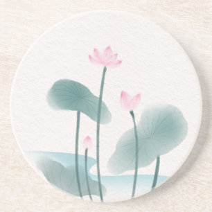 Watercolor Painting Lotus Floral Coaster