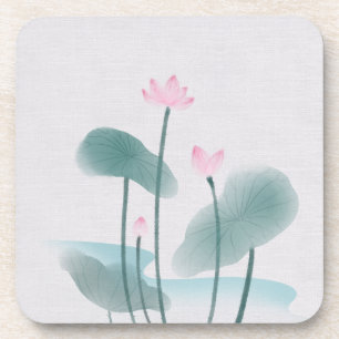 Watercolor Painting Lotus Floral Coaster