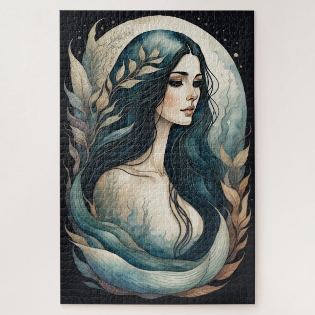 Watercolor Painting Mermaid Jigsaw Puzzle (Vertical)