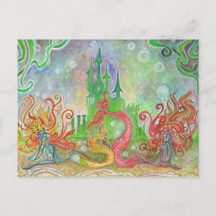 Watercolor Painting Mermaid Lagoon - Postcard