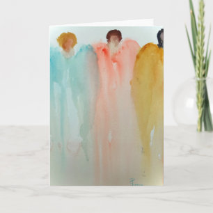 Watercolor Painting of 3 Angels, Figures, or Women Card