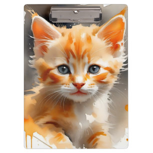 Watercolor painting of a cute orange cat clipboard