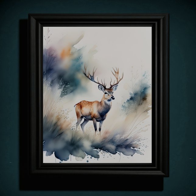 Watercolor Painting of a Deer 5:4 Poster (Creator Uploaded)