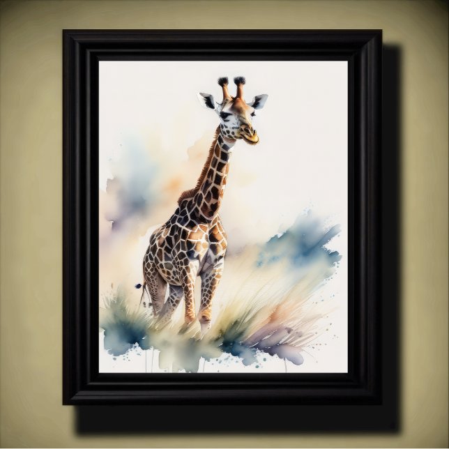 Watercolor Painting of a Giraffe 5:4 Poster (Creator Uploaded)