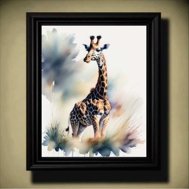 Watercolor Painting of a Giraffe 5:4 Poster (Creator Uploaded)