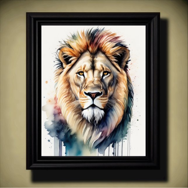 Watercolor Painting of a Male Lion 5:4 Poster (Creator Uploaded)