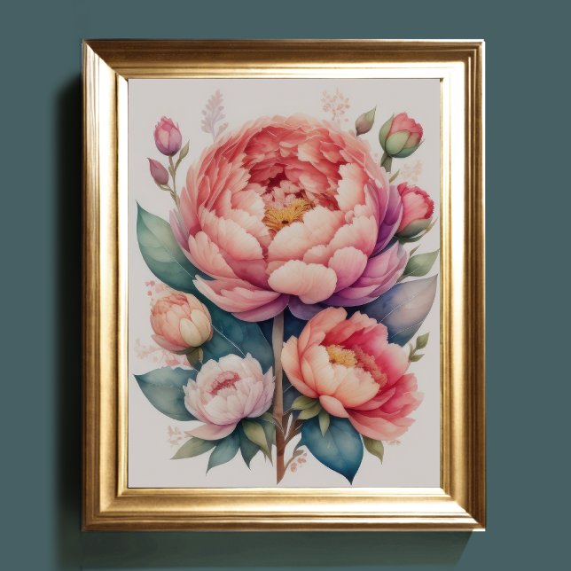 Watercolor Painting of a Peony III Poster (Creator Uploaded)