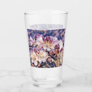Watercolor painting of a purple azeea blossom  glass