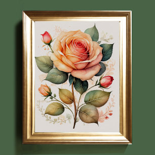 Watercolor Painting of a Rose Poster