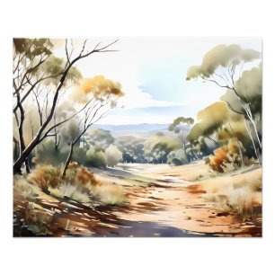 Watercolor Painting of a Secluded Dirt Road Photo Print