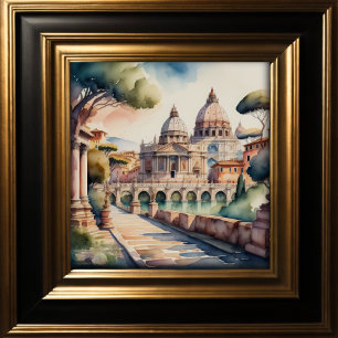 Watercolor Painting of Ancient Rome Poster