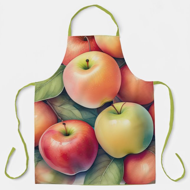 Watercolor Painting of Apples Apron (Front)