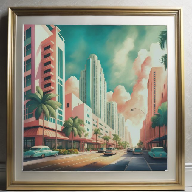 Watercolor Painting of Art Deco Miami Poster (Creator Uploaded)