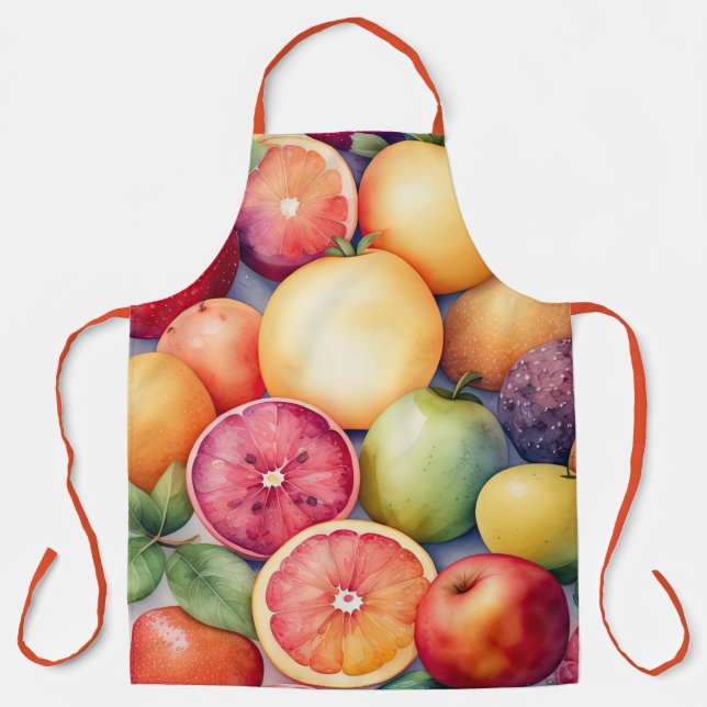 Watercolor Painting of Assorted Fruit Apron (Front)