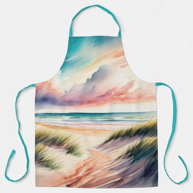 Watercolor Painting of Beach Apron (Front)