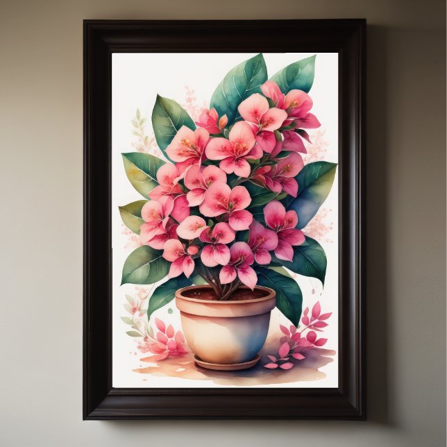 Watercolor Painting of Bouganvillea in Pot Pink II Poster (Creator Uploaded)