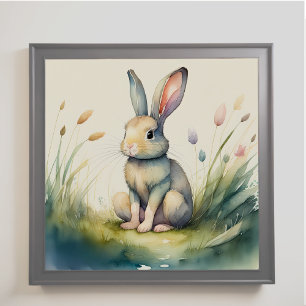 Watercolor Painting of Bunny Rabbit 1:1 Poster