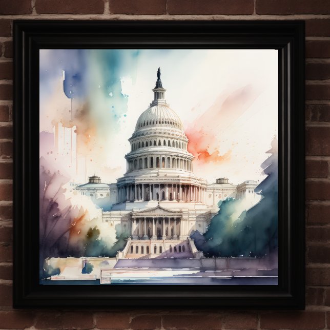 Watercolor Painting of Capitol Building Poster (Creator Uploaded)