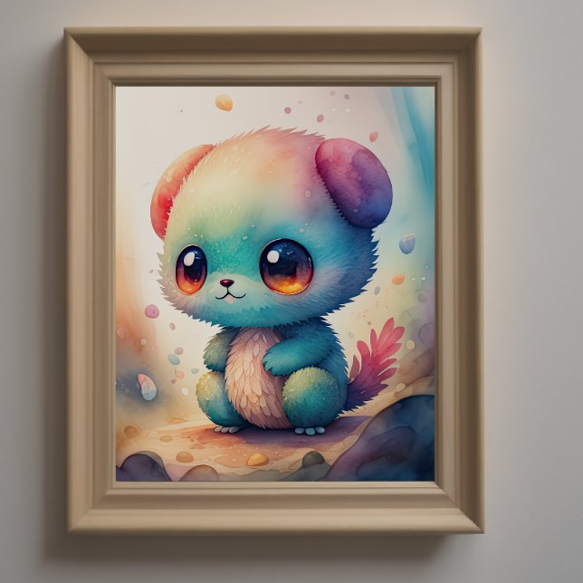Watercolor Painting of Chibi Monster Poster (Creator Uploaded)