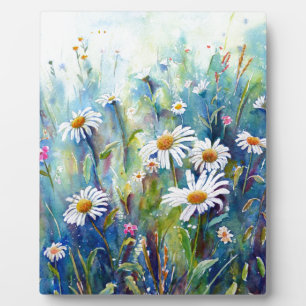Watercolor painting of daisy field plaque