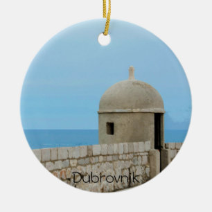 Watercolor painting of Dubrovnik city wall Ceramic Ornament