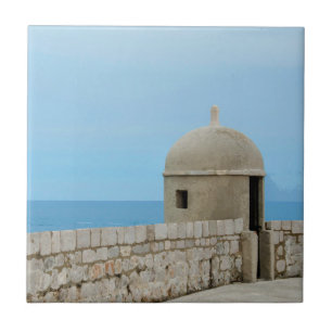 Watercolor painting of Dubrovnik city wall Ceramic Tile