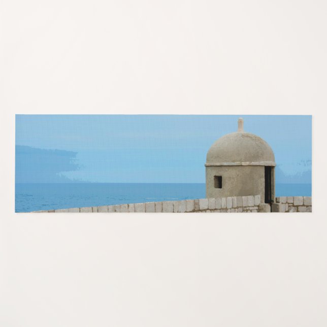 Watercolor painting of Dubrovnik city wall Yoga Mat (Front (Horizontal))