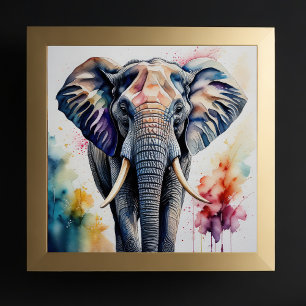 Watercolor Painting of Elephant 1:1 Poster