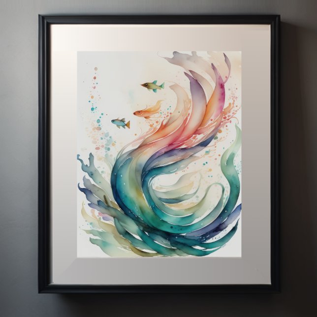 Watercolor Painting of Fish Abstract II Poster (Creator Uploaded)
