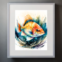 Watercolor Painting of Fish