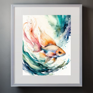 Watercolor Painting of Fish Poster