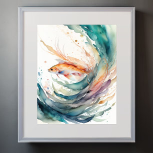 Watercolor Painting of Fish Poster