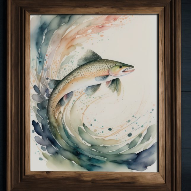 Watercolor Painting of Fish Splash II Poster (Creator Uploaded)