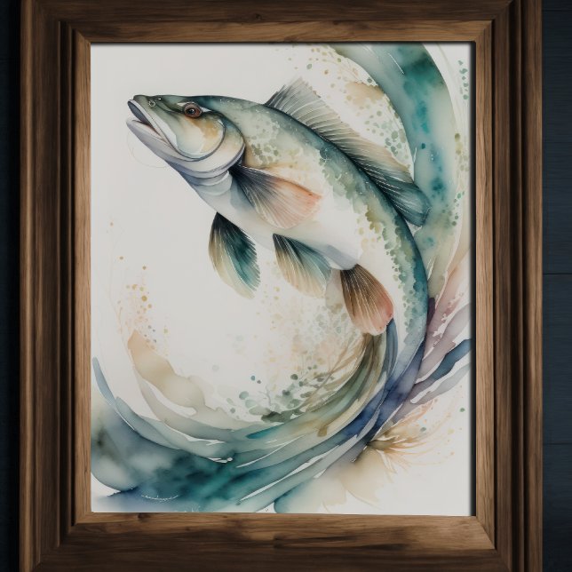 Watercolor Painting of Fish Splash Poster (Creator Uploaded)