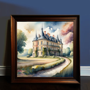 Watercolor Painting of French Chateau Poster