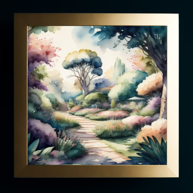 Watercolor Painting of Garden Landscape Poster (Creator Uploaded)