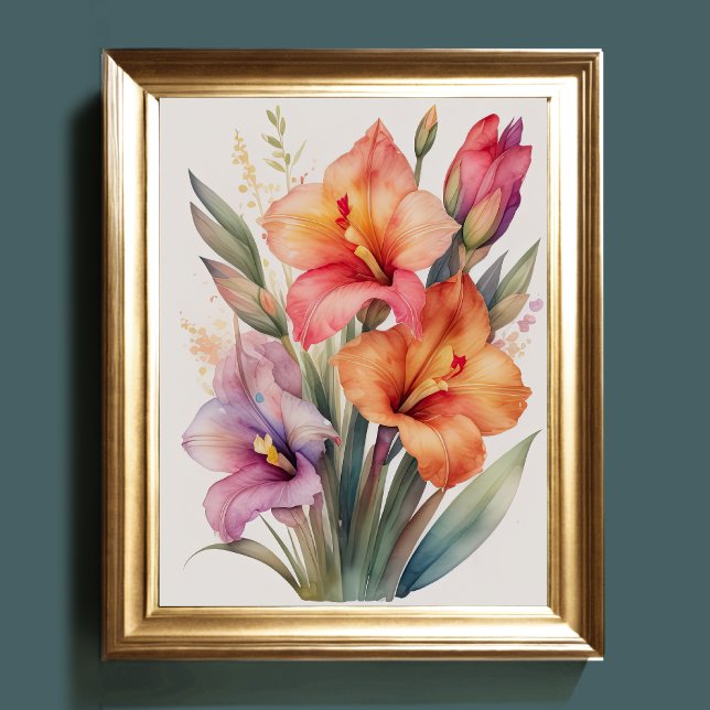 Watercolor Painting of Gladiolas II Poster (Creator Uploaded)