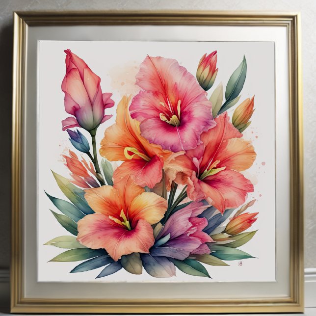 Watercolor Painting of Gladiolas IX Poster (Creator Uploaded)