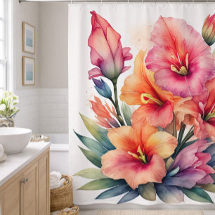 Watercolor Painting of Gladiolas Shower Curtain