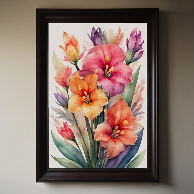 Watercolor Painting of Gladiolas VIII Poster (Creator Uploaded)