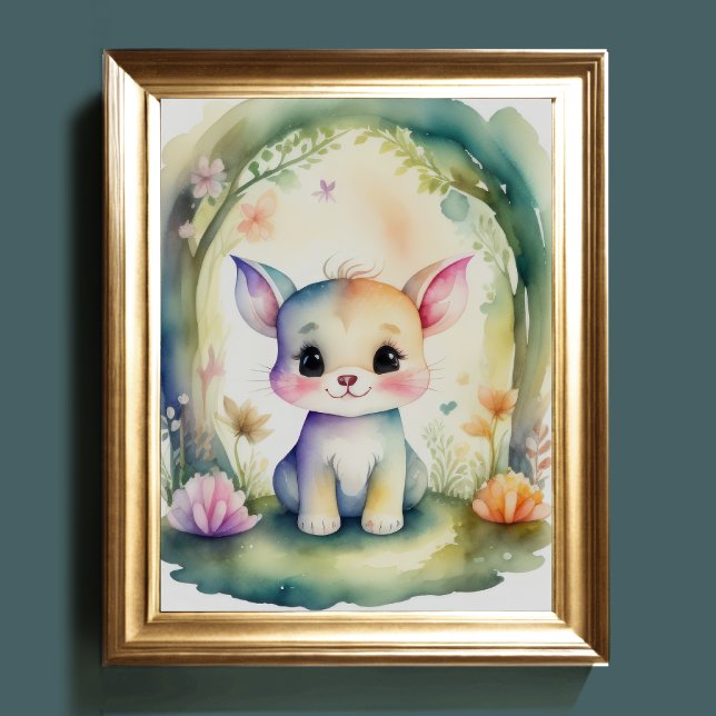 Watercolor Painting of Kawaii Chibi Creature II Poster (Creator Uploaded)