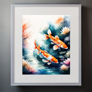 Watercolor Painting of Koi Fish II Poster