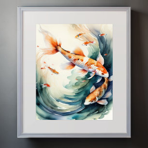 Watercolor Painting of Koi Fish III Poster