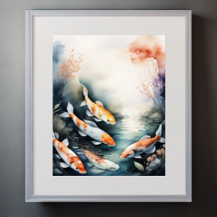 Watercolor Painting of Koi Fish IV Poster