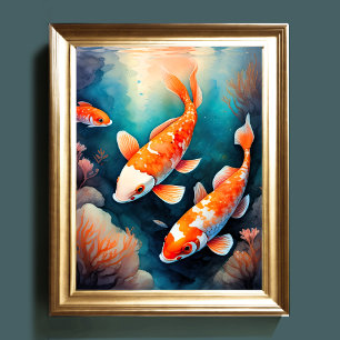 Watercolor Painting of Koi Fish VI Poster