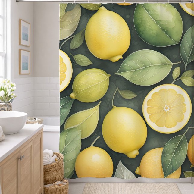Watercolor Painting of Lemons Shower Curtain (Creator Uploaded)
