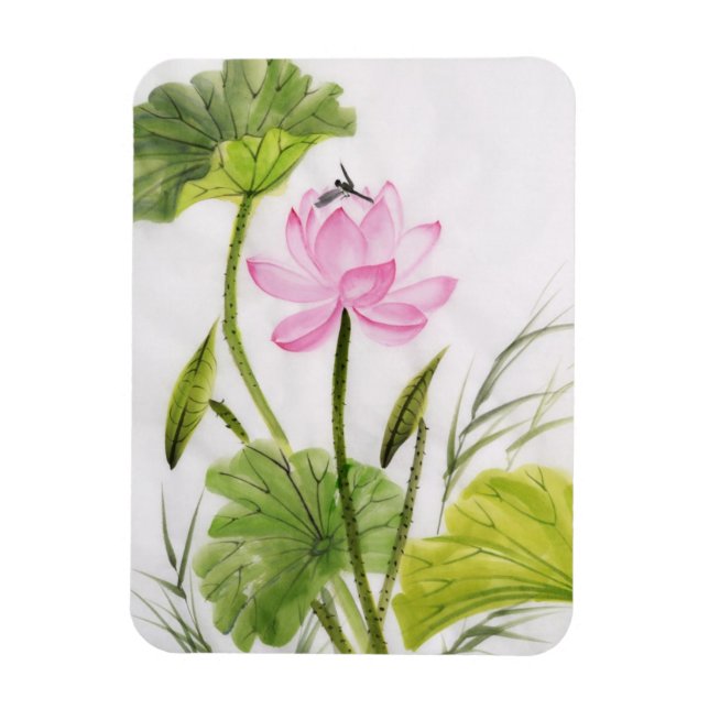 Watercolor Painting Of Lotus Flower 2 Magnet (Vertical)